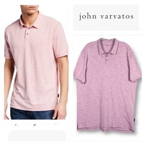 John Varvatos USA Gregory Heathered Slub Pink Polo Shirt  Size XL